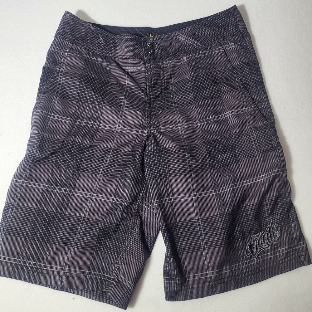 O'Neill Hybrid Shorts Men’s Size 30 Black/Gray Plaid Boardshorts Swim